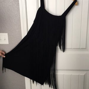 WHBM Retro Flapper Black Fringe Dress 1920's Style